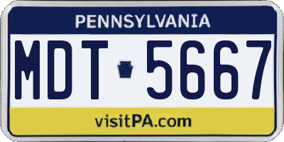 PA license plate MDT5667