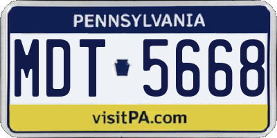 PA license plate MDT5668