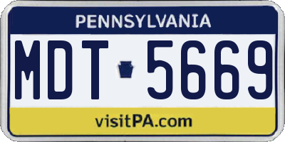 PA license plate MDT5669