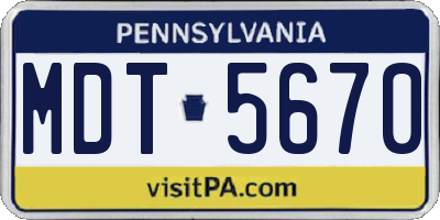 PA license plate MDT5670