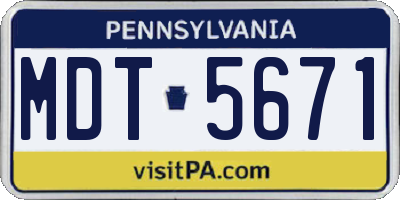 PA license plate MDT5671