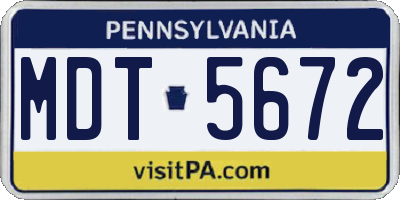 PA license plate MDT5672