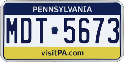 PA license plate MDT5673