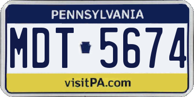 PA license plate MDT5674