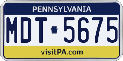 PA license plate MDT5675