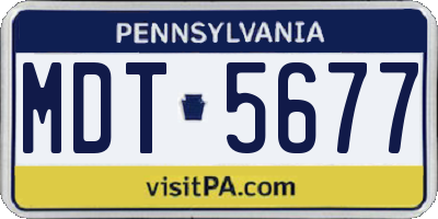 PA license plate MDT5677