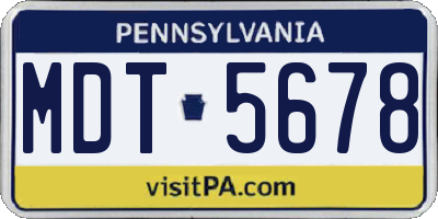 PA license plate MDT5678