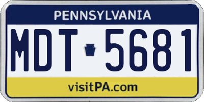 PA license plate MDT5681