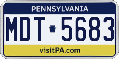 PA license plate MDT5683