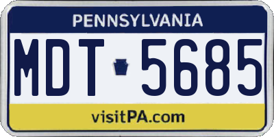 PA license plate MDT5685