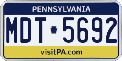 PA license plate MDT5692