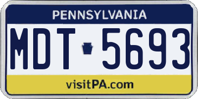 PA license plate MDT5693