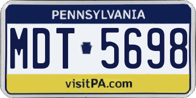 PA license plate MDT5698