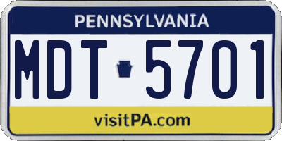 PA license plate MDT5701