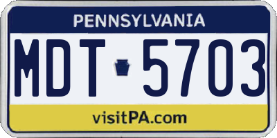 PA license plate MDT5703