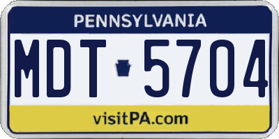 PA license plate MDT5704