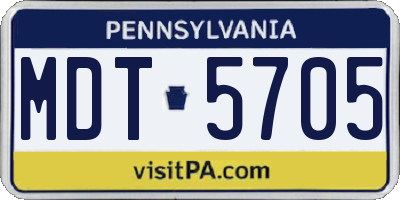 PA license plate MDT5705