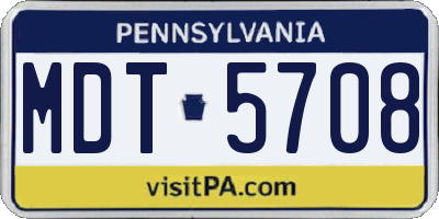 PA license plate MDT5708
