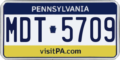 PA license plate MDT5709