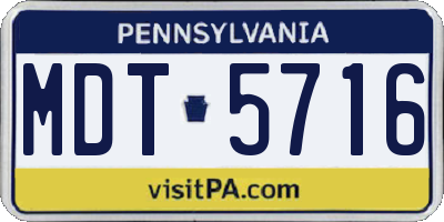 PA license plate MDT5716