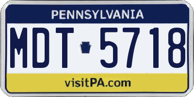 PA license plate MDT5718