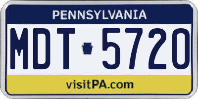 PA license plate MDT5720