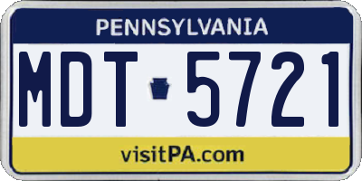 PA license plate MDT5721