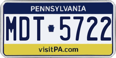 PA license plate MDT5722