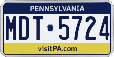PA license plate MDT5724