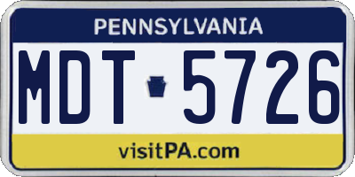 PA license plate MDT5726