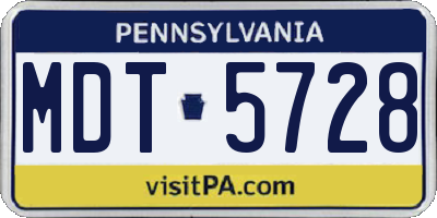PA license plate MDT5728