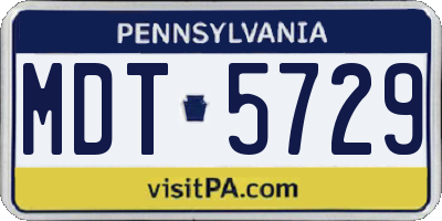 PA license plate MDT5729