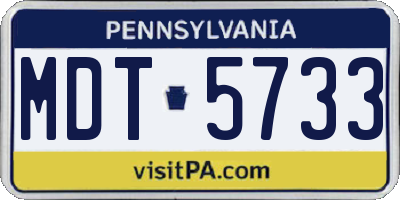 PA license plate MDT5733