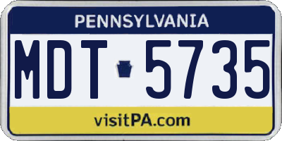 PA license plate MDT5735