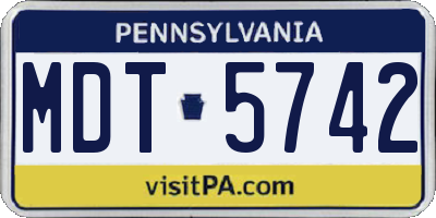 PA license plate MDT5742