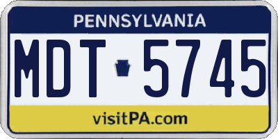 PA license plate MDT5745