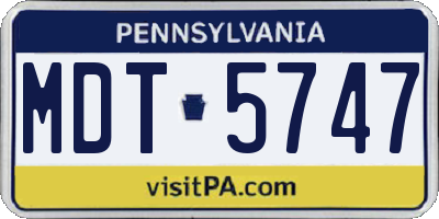 PA license plate MDT5747