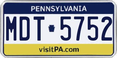 PA license plate MDT5752