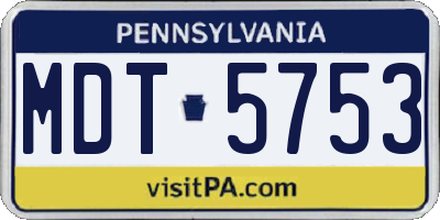 PA license plate MDT5753