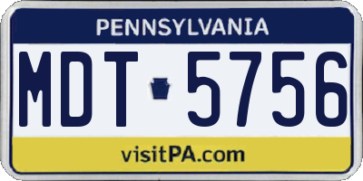PA license plate MDT5756