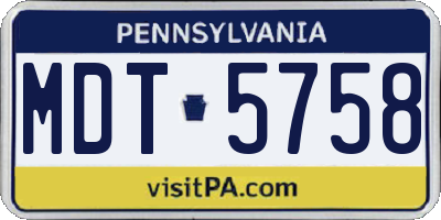 PA license plate MDT5758