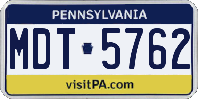 PA license plate MDT5762