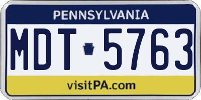 PA license plate MDT5763