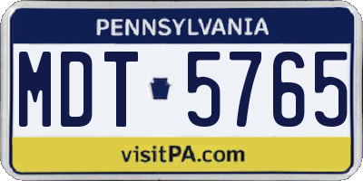 PA license plate MDT5765
