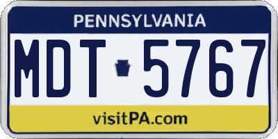PA license plate MDT5767