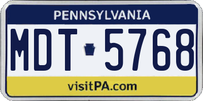 PA license plate MDT5768