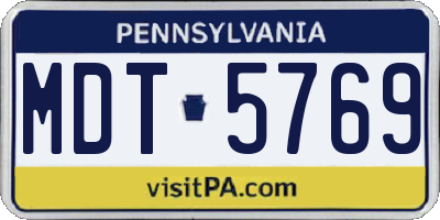PA license plate MDT5769