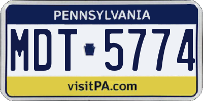 PA license plate MDT5774