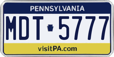 PA license plate MDT5777