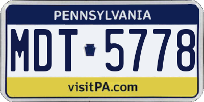 PA license plate MDT5778